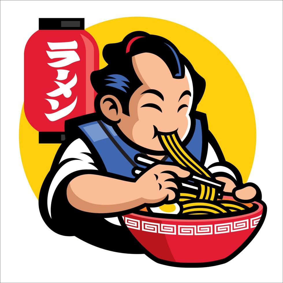 Ramen maskot av traditionell japan män vektor