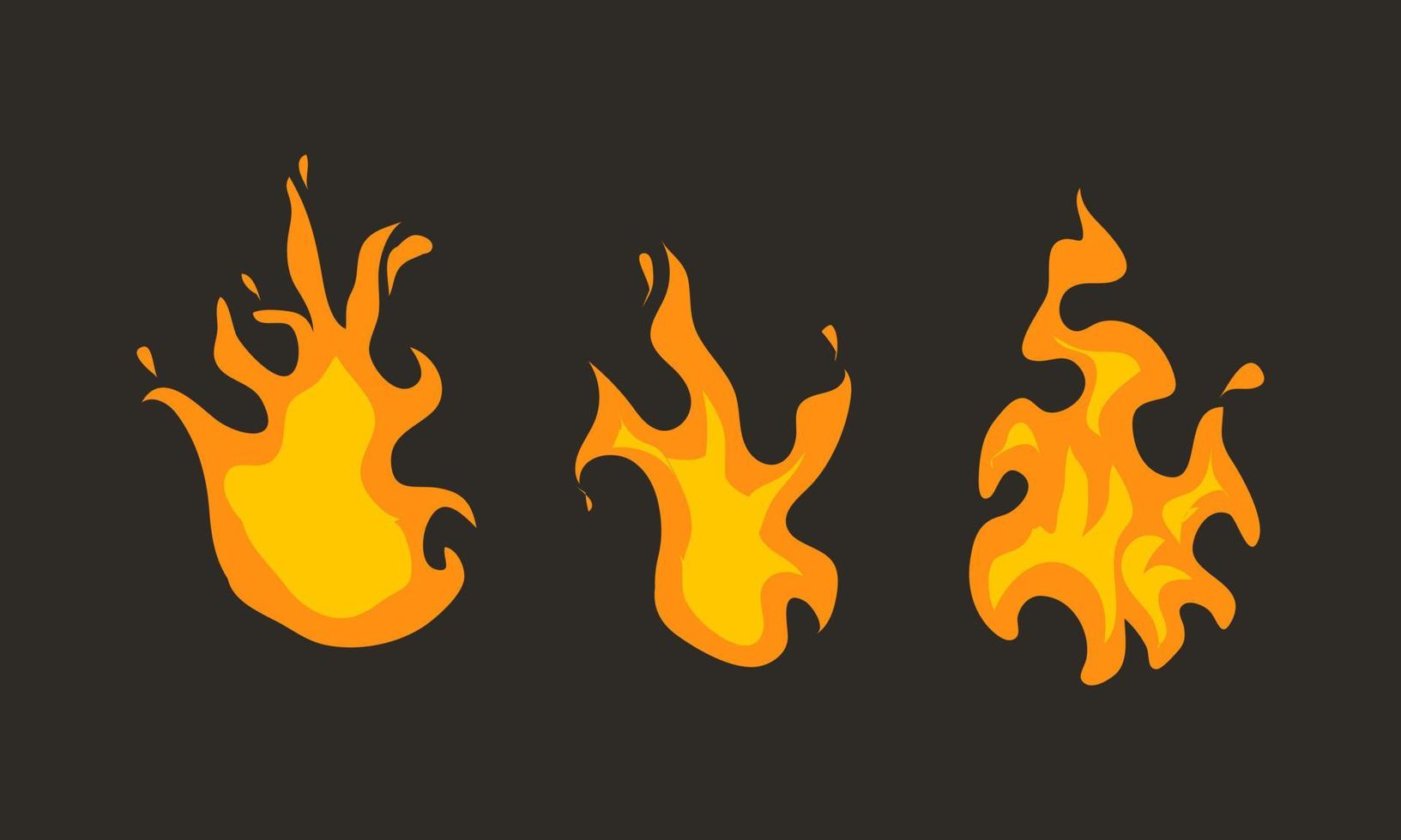 uppsättning av röd och orange brand flamma. samling av varm flammande element. aning av energi och kraft. isolerat vektor illustration i platt stil