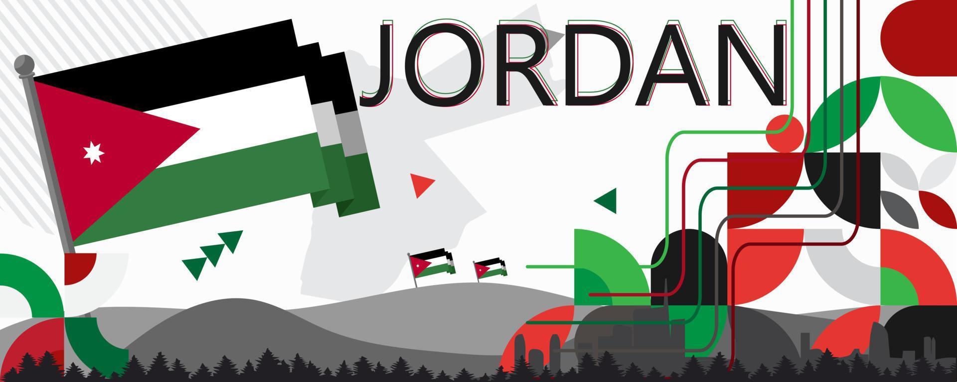 Jordan National Tag Banner Design Vorlage. Jordan Flagge Unabhängigkeit Tag Feierlichkeiten vektor