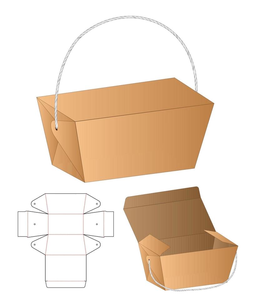 Box Verpackung gestanzte Vorlage Design. 3D-Modell vektor