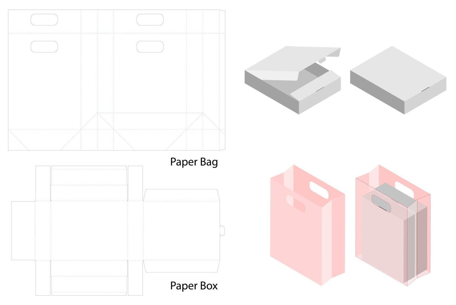 Box Verpackung gestanzte Vorlage Design. 3D-Modell vektor