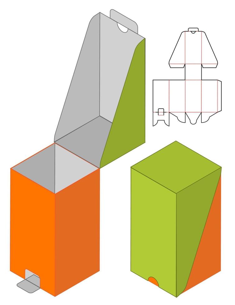 Box Verpackung gestanzte Vorlage Design. 3D-Modell vektor