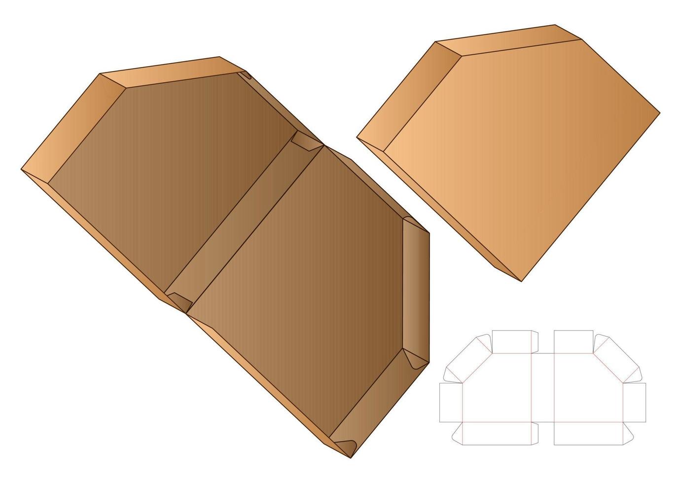 Box Verpackung gestanzte Vorlage Design. 3D-Modell vektor