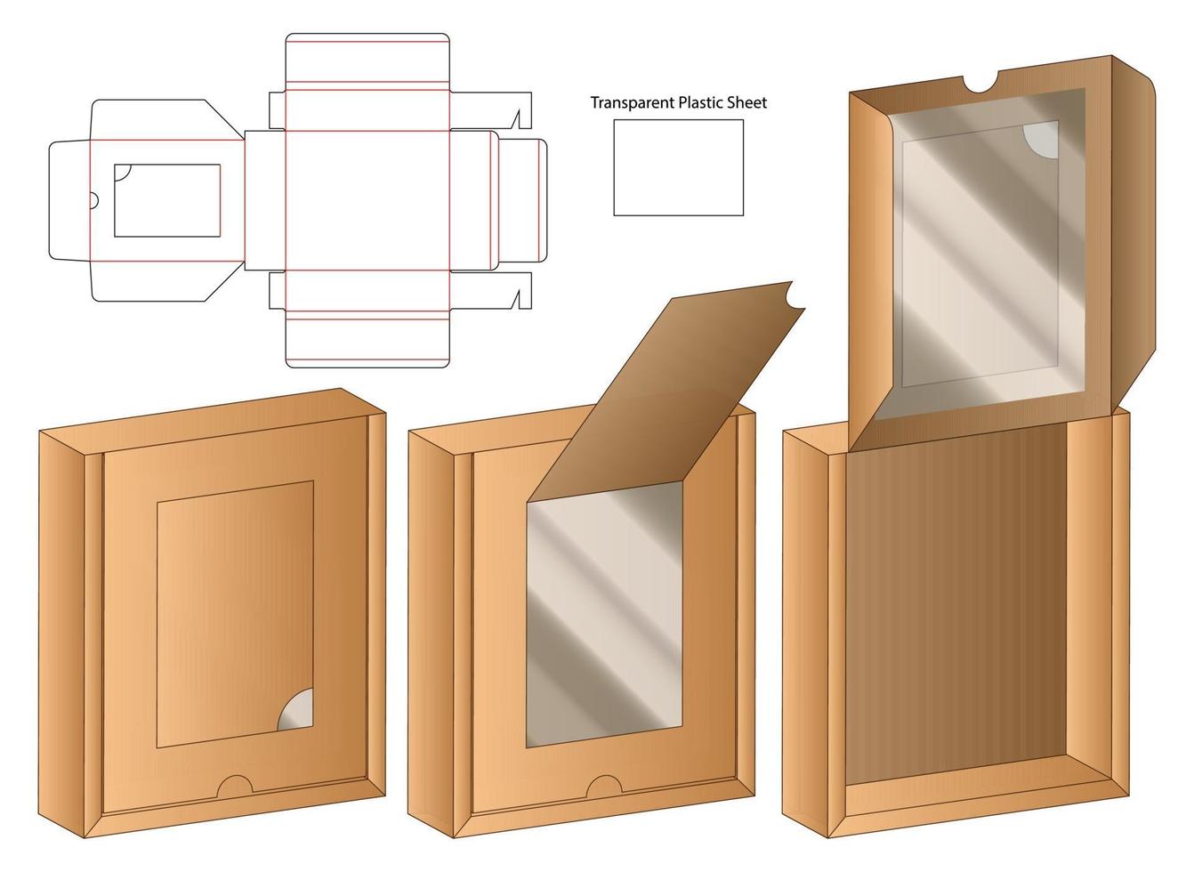 låda förpackning stansad mall design. 3d mock-up vektor