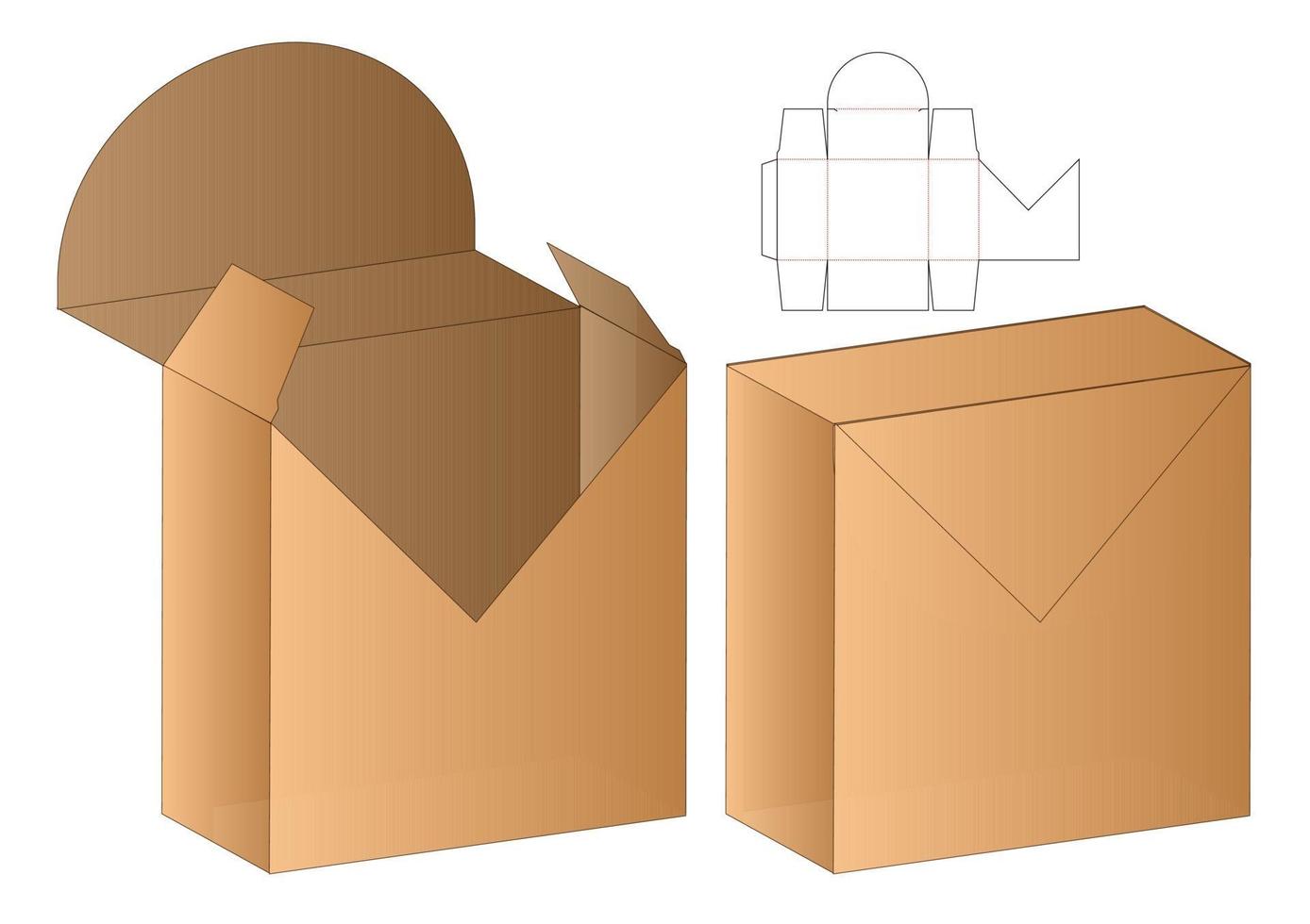 Box Verpackung gestanzte Vorlage Design. 3D-Modell vektor