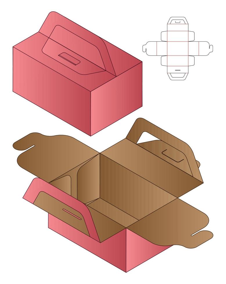 Box Verpackung gestanzte Vorlage Design. 3D-Modell vektor