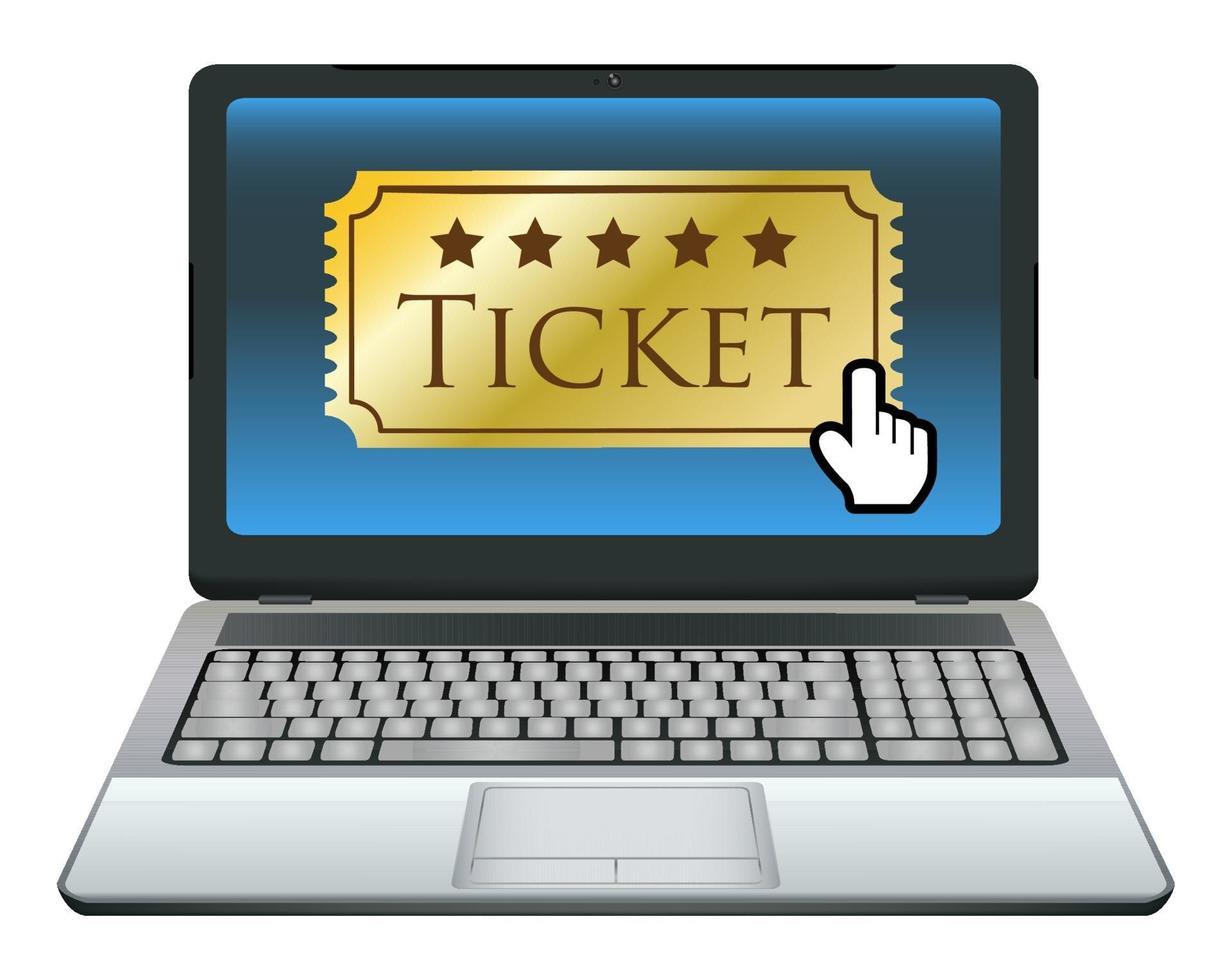 Laptop mit Ticket auf dem Bildschirm vektor