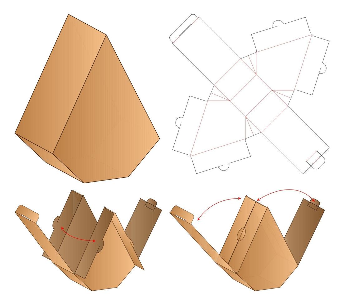 Box Verpackung gestanzte Vorlage Design. 3D-Modell vektor