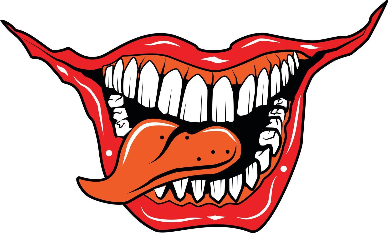 vektor bild av skrämmande mun med tänder och tunga