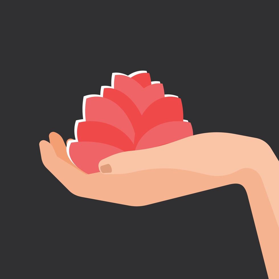 Vektor Bild von ein Hand halten ein Lotus Blume