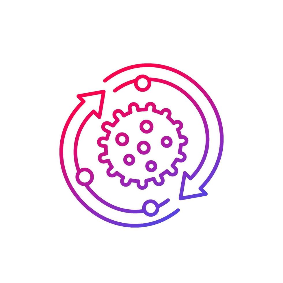 virus ikon med pilar, linje vektor