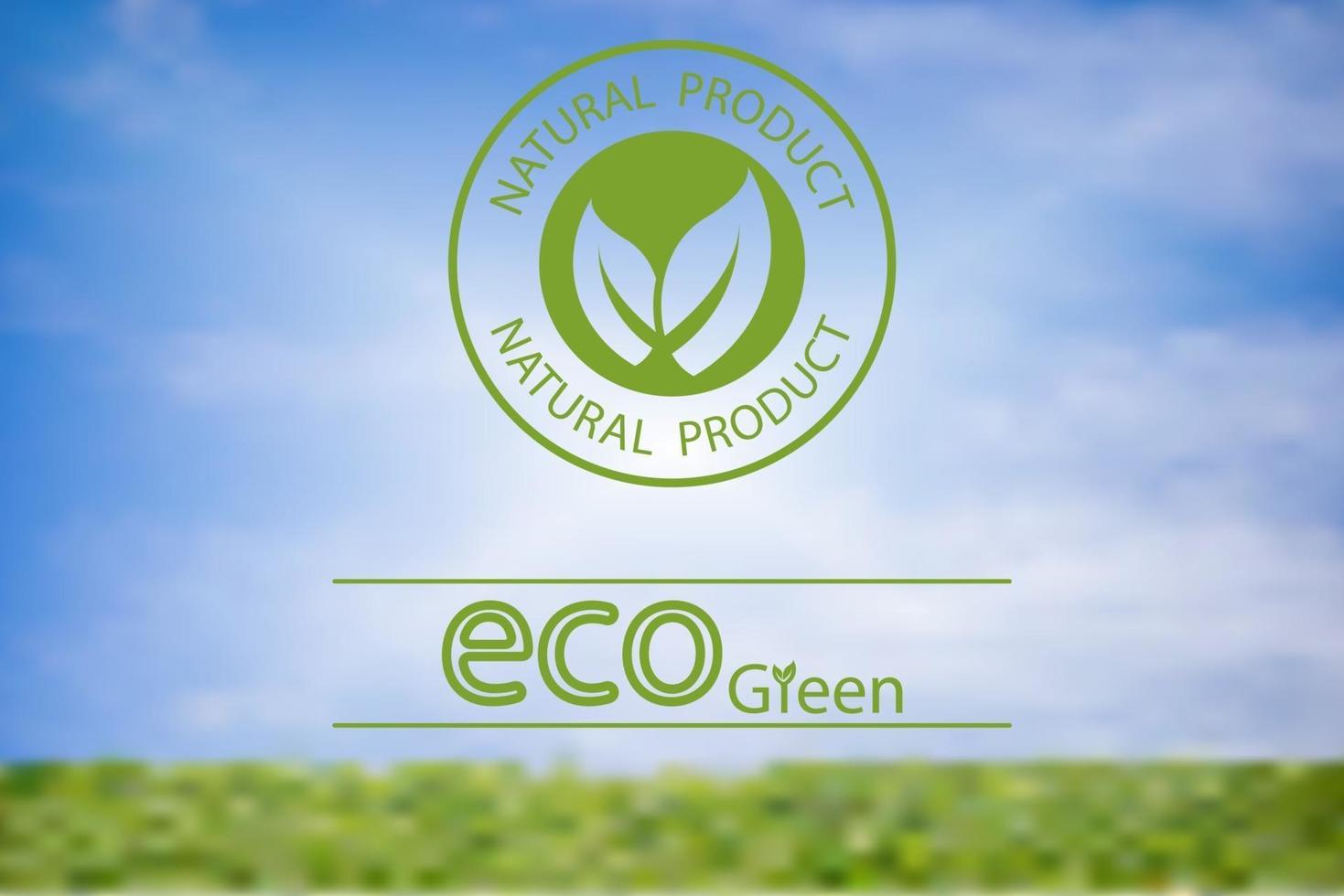 vektor suddig landskapsdesign av grön naturlig produktlogo ekologi grön etikett. vacker grön cirkelmönster. med två löv ihop.