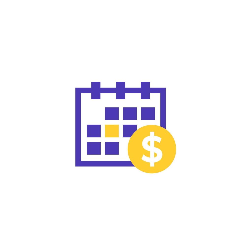 finansiell kalender ikon på vitt vektor