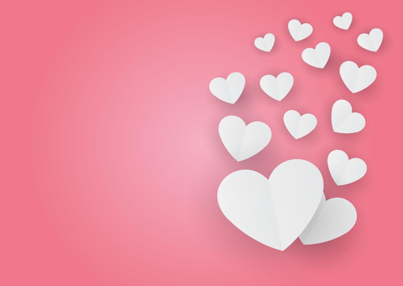 Valentinskarte mit einem kleinen weißen Herzen auf einem rosa Hintergrund. vektor
