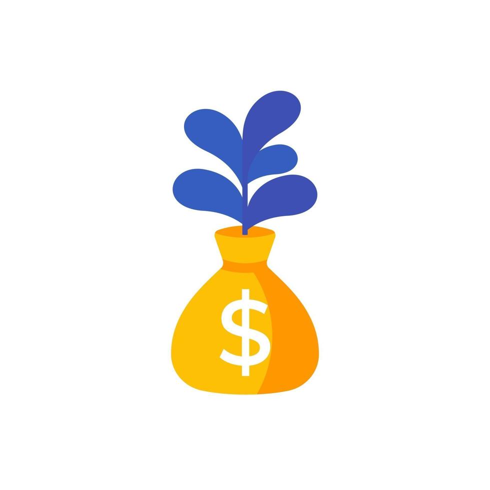 pengar väska, inkomsttillväxt, finansiering och investering koncept, vektor ikon