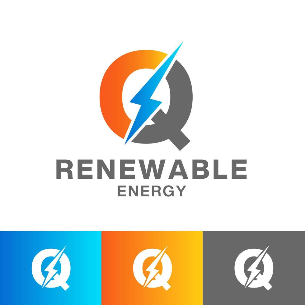 q Brief verlängerbar Energie Logo Design vektor