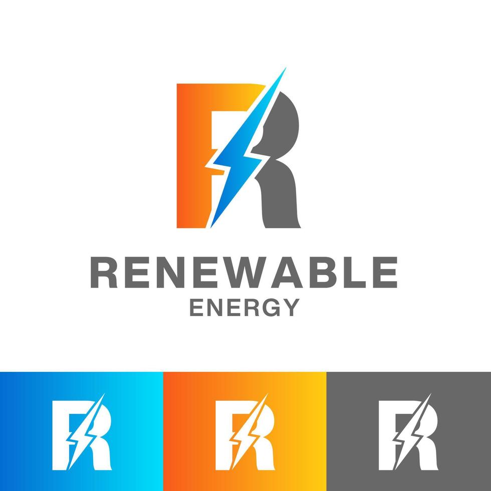 r Brief verlängerbar Energie Logo Design vektor