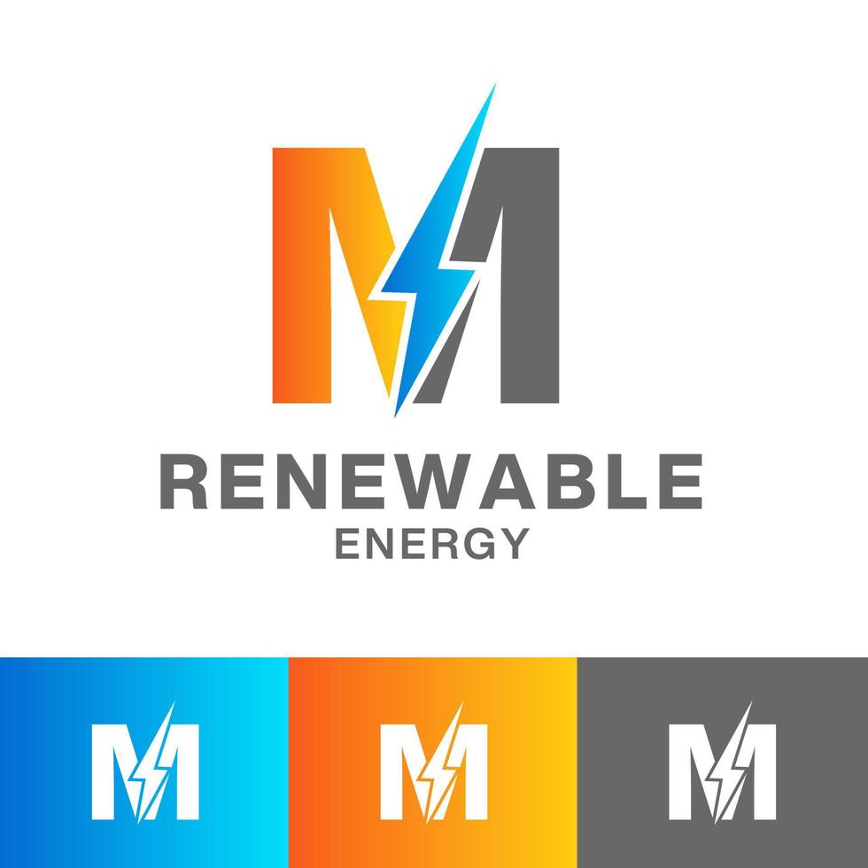 m Brief verlängerbar Energie Logo Design vektor