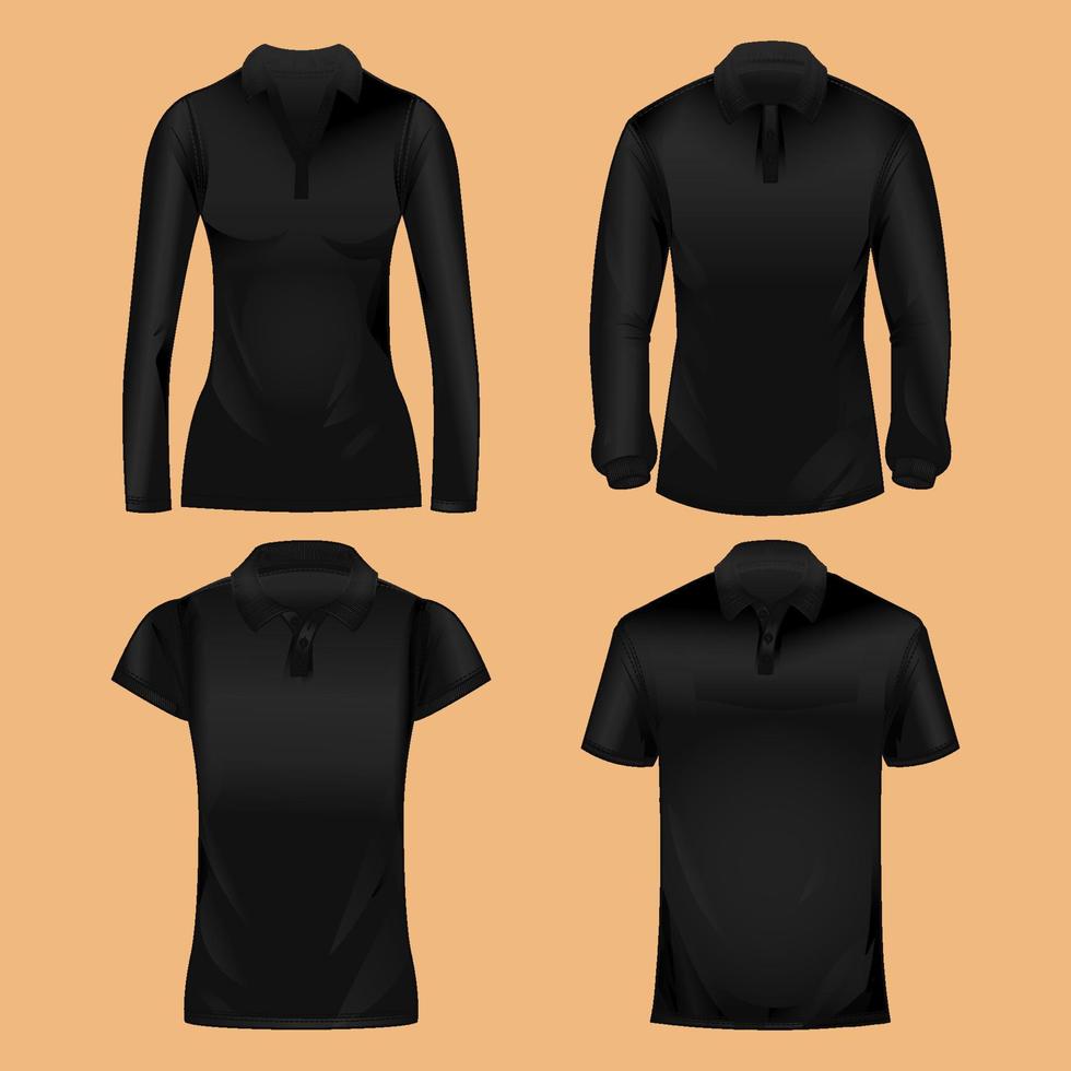 realistisch schwarz Polo Hemd Attrappe, Lehrmodell, Simulation vektor