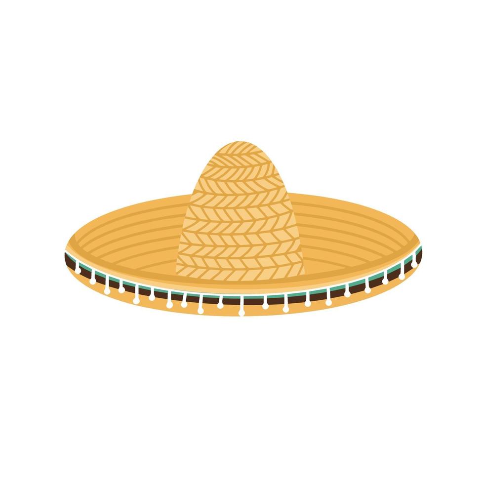 sombrero hatt vektor platt illustration. traditionellt mexikanskt huvudbonad.