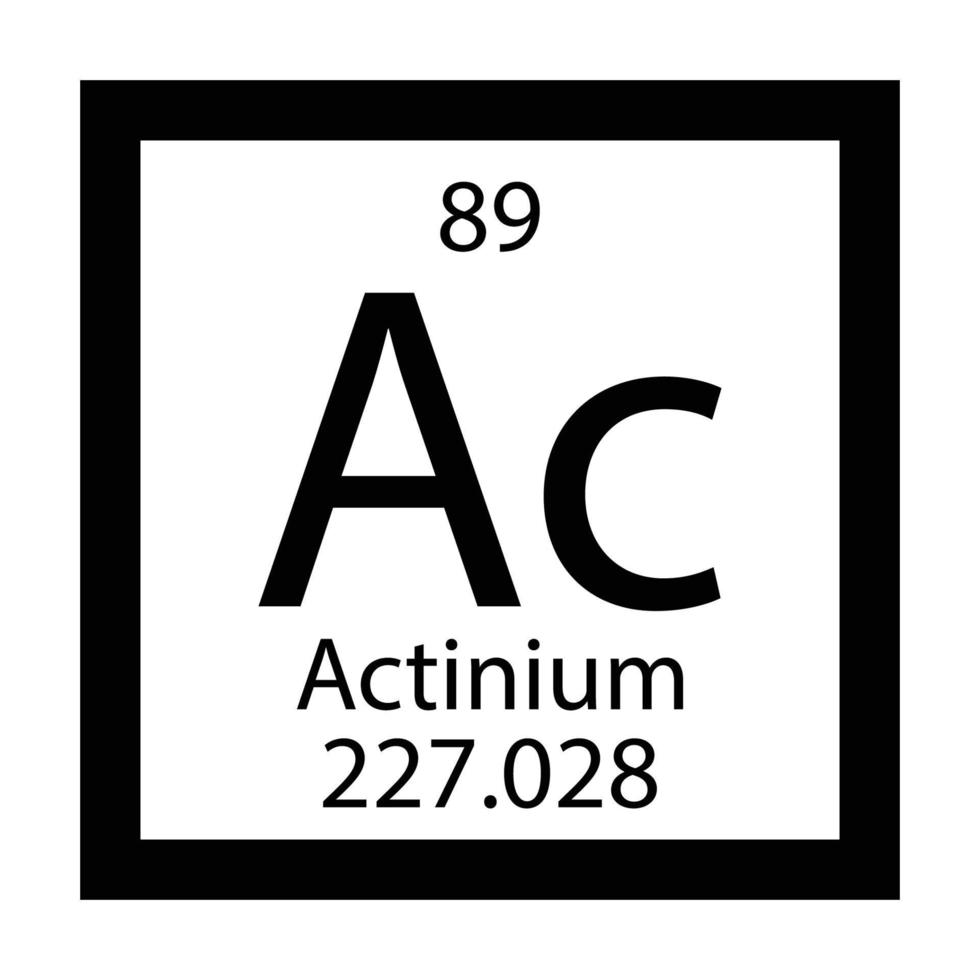 periodisk tabell element kemisk symbol aktinium molekyl kemi vektor atom ikon