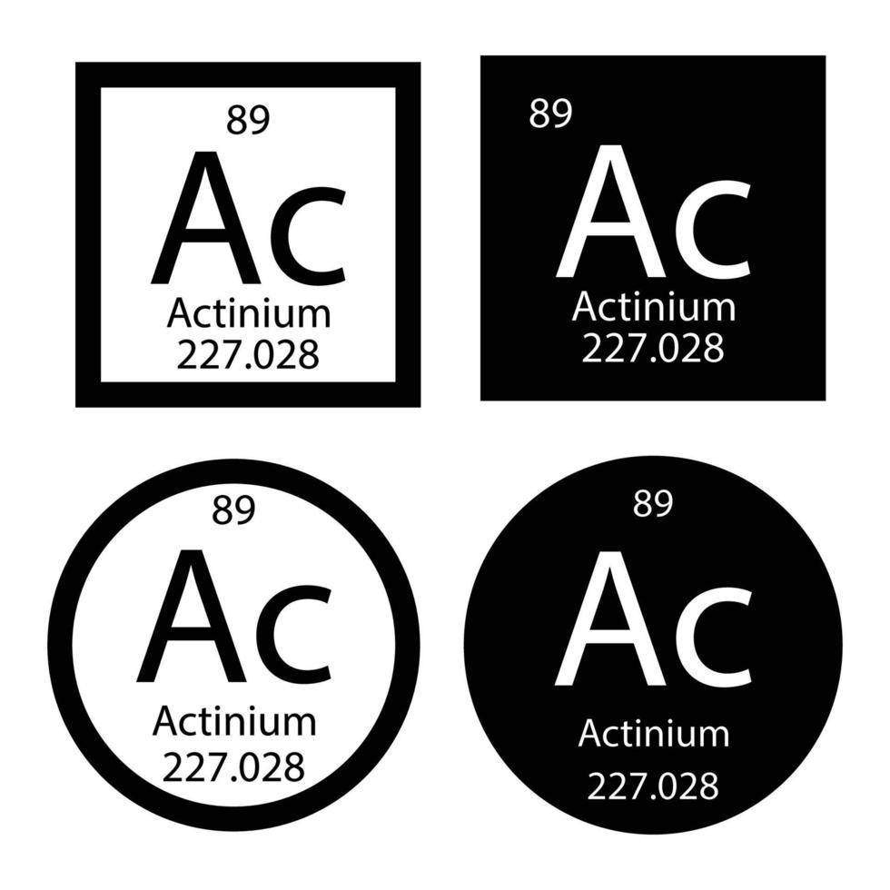 periodisk tabell element kemisk symbol aktinium molekyl kemi vektor atom ikon