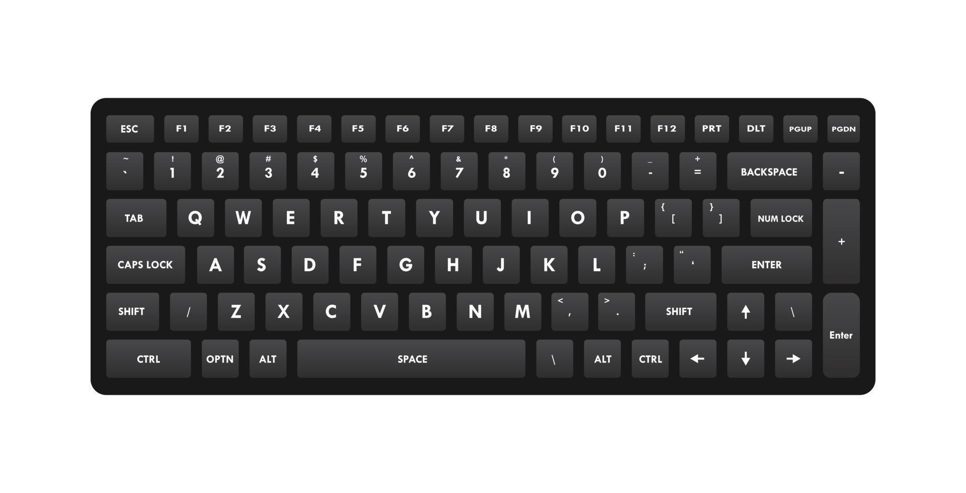 svart tangentbord qwerty nycklar realistisk vektor illustration