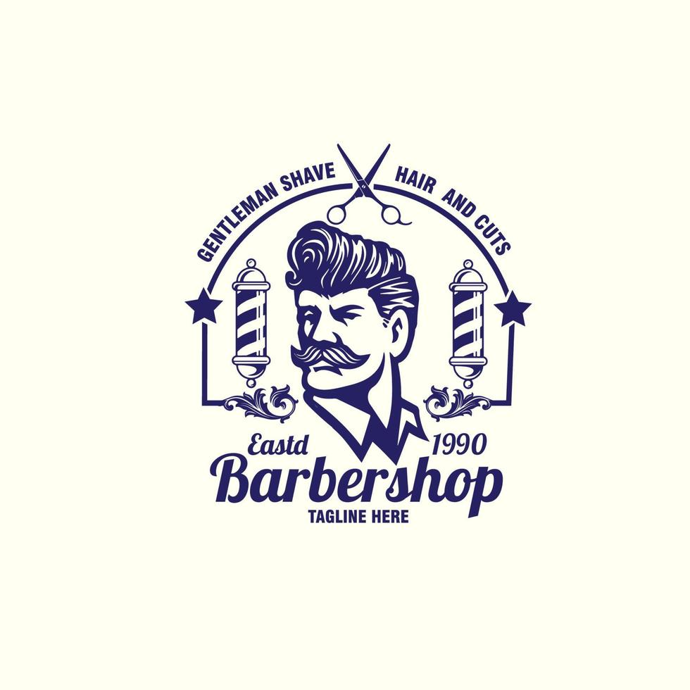 Jahrgang Logo Barbier Geschäft Vektor Illustration