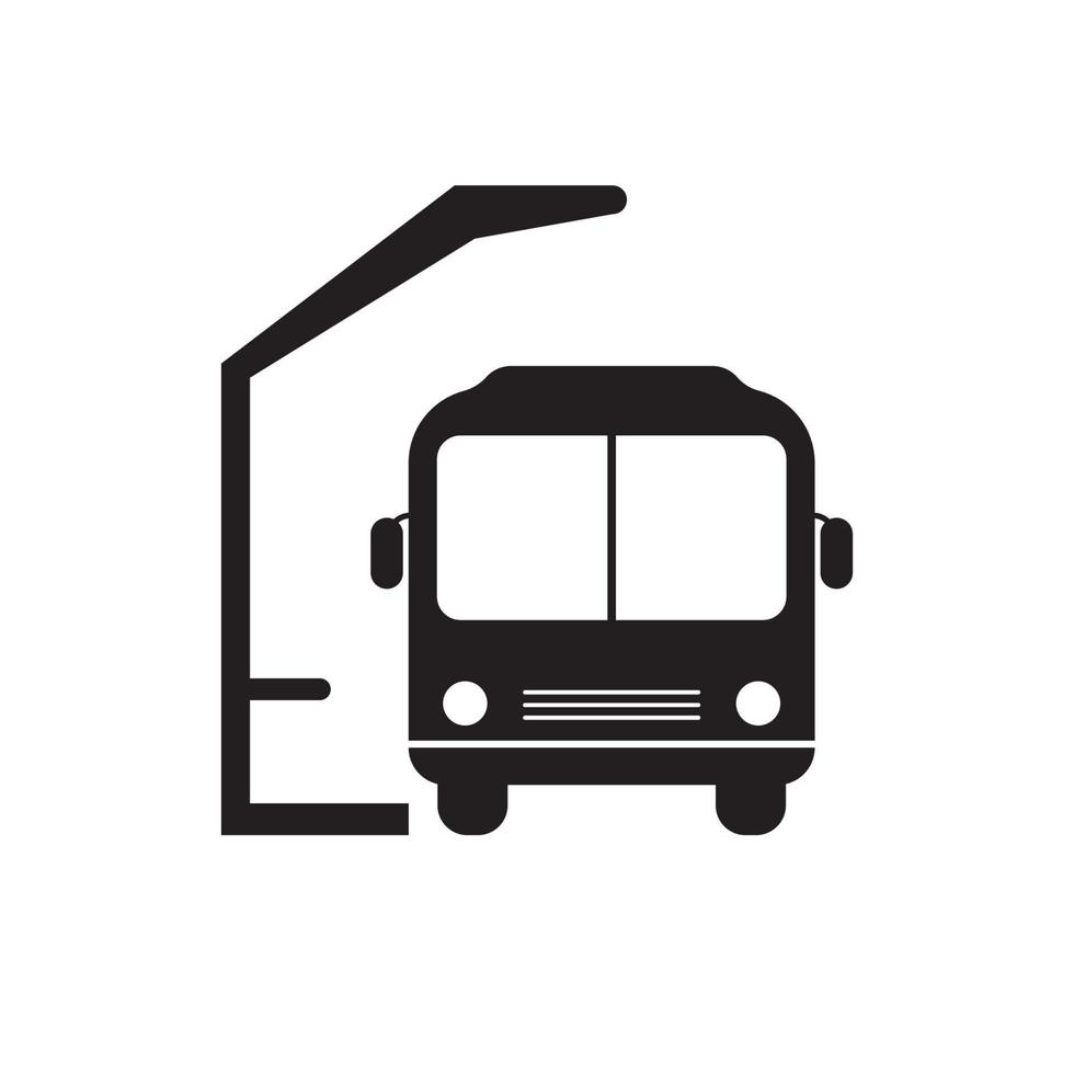 buss station ikon med svart och vit design på isolerat bakgrund vektor