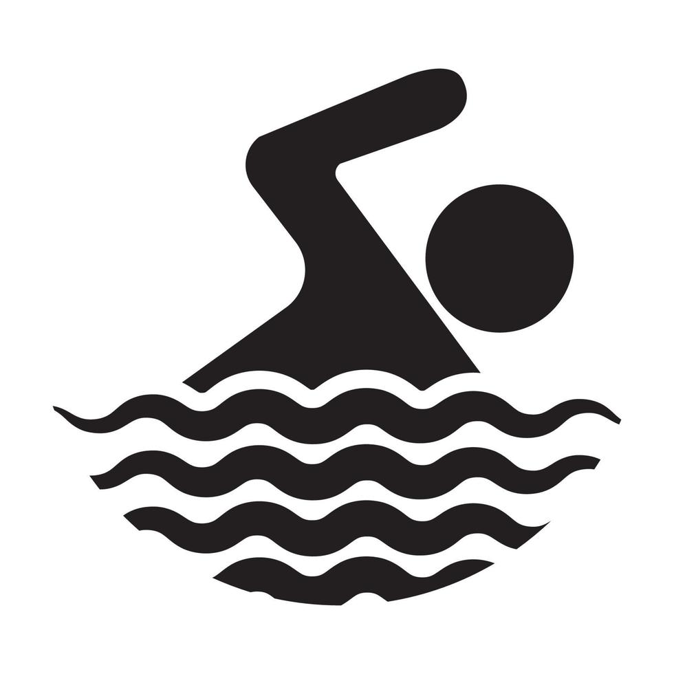 schwimmen Symbol mit schwarz Glyphe Design isoliert auf Weiß Hintergrund vektor