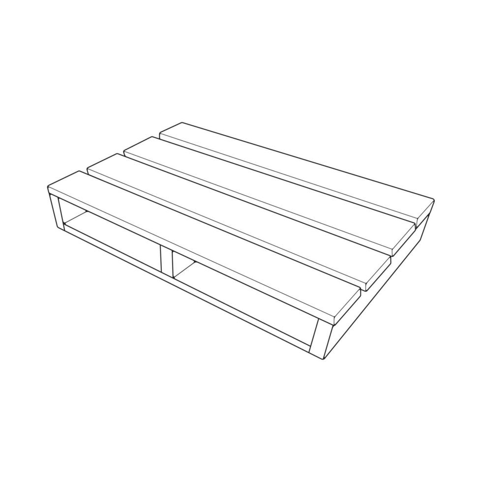 hölzern Palette Vektor Illustration auf Weiß Hintergrund . isoliert isometrisch Gliederung Holz Container. isometrisch Vektor Gliederung hölzern Palette.