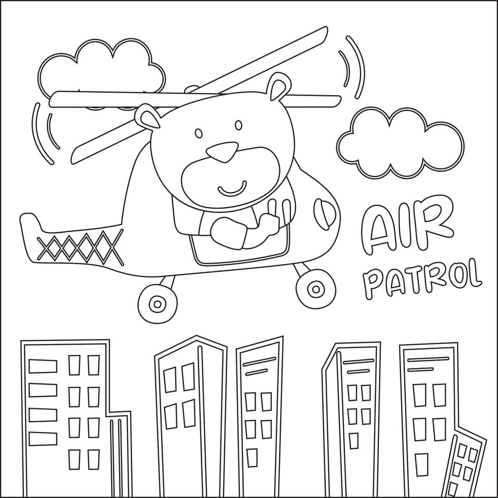 Vektor Illustration von süß Karikatur Tier Pilot. kindisch Design zum Kinder Aktivität Färbung Buch oder Buchseite.