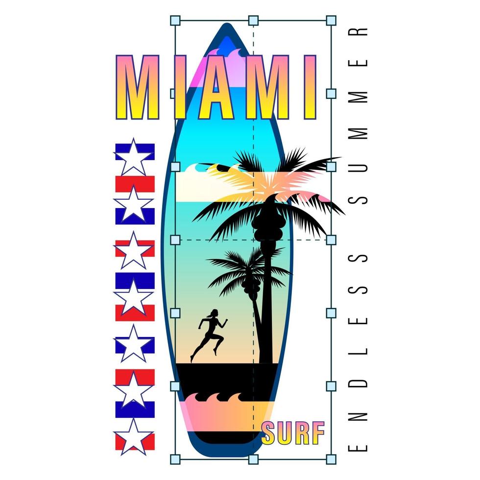 Miami Surf Logo Print Shirt vektor