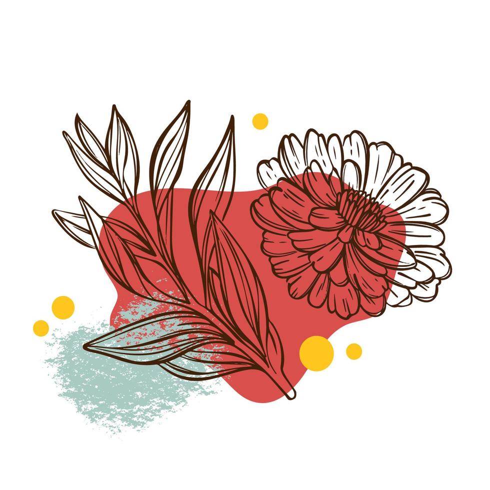 Blume und Ast abstrakt Collage botanisch skizzieren Vektor