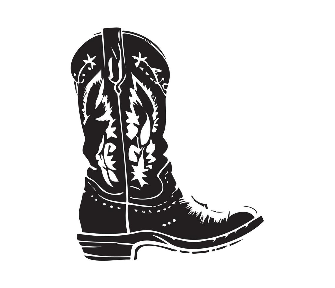 Cowboy Stiefel, Cowgirl Stiefel Vektor schwarz Grafik Illustration