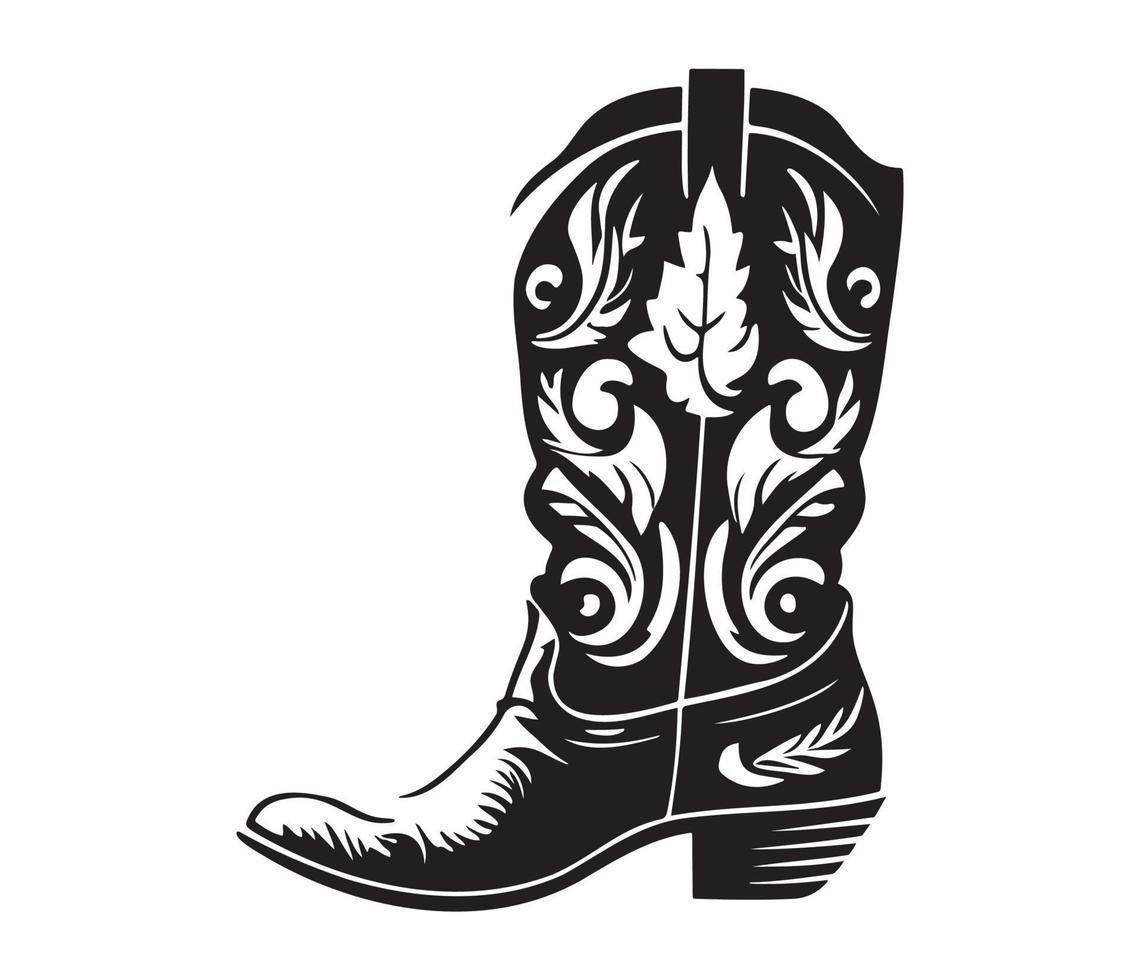 Cowboy Stiefel, Cowgirl Stiefel Vektor schwarz Grafik Illustration