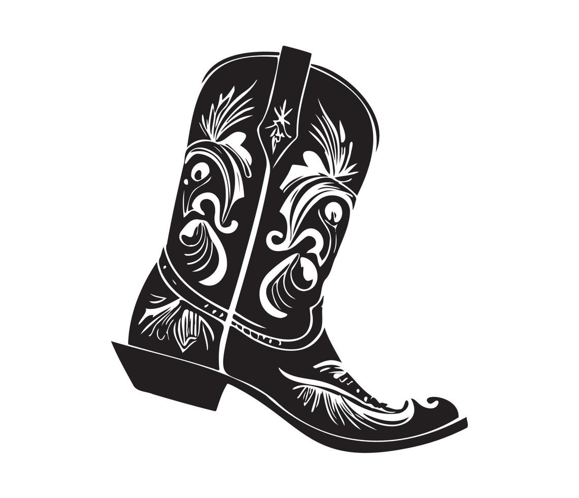 Cowboy Stiefel, Cowgirl Stiefel Vektor schwarz Grafik Illustration