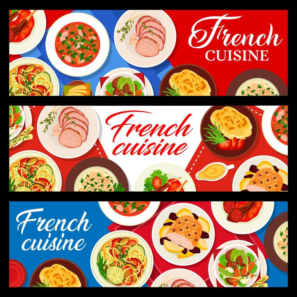 Französisch Küche Restaurant Essen horizontal Banner vektor