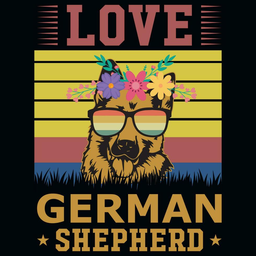 Deutsche Schäfer Jahrgänge T-Shirt Design vektor