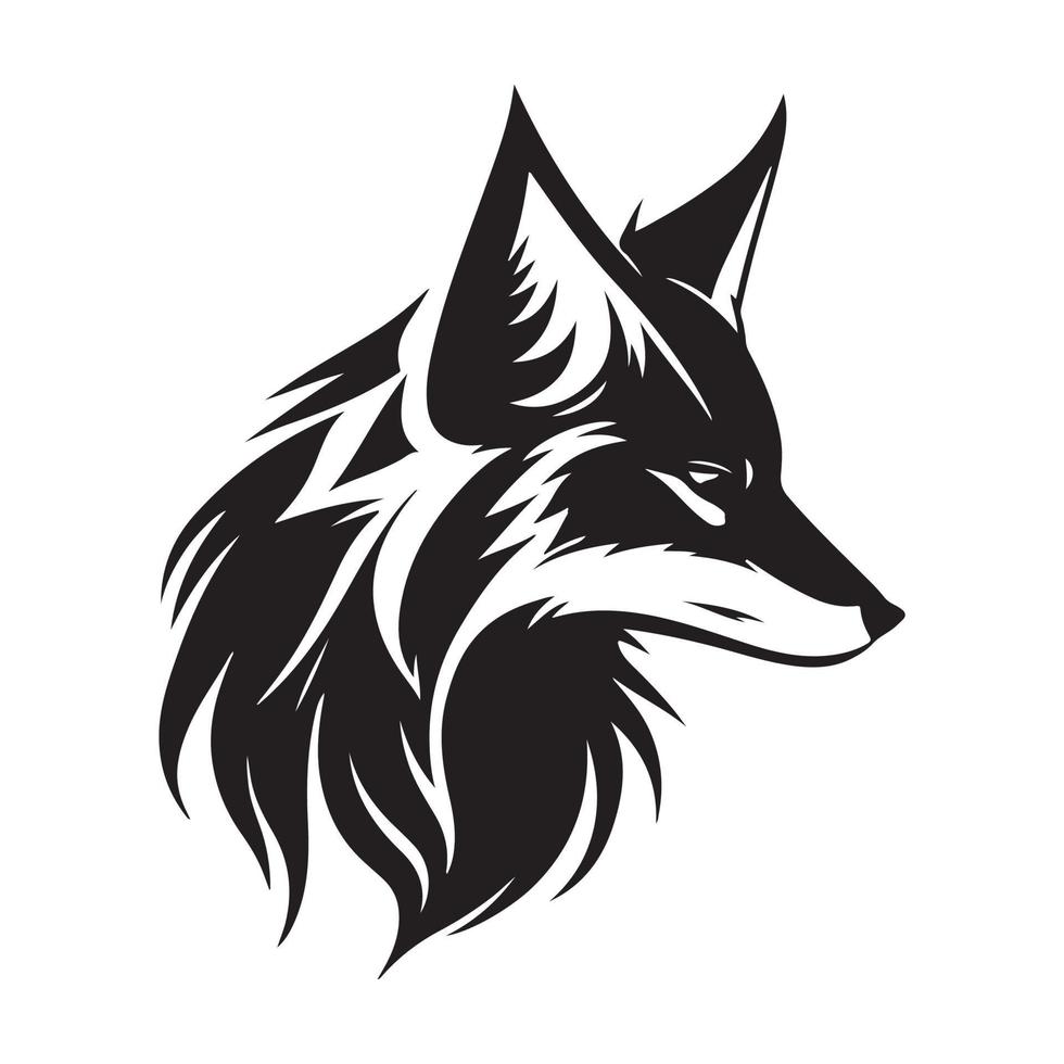 Fuchs Gesicht, Silhouetten Fuchs Gesicht SVG, schwarz und Weiß Fuchs Vektor