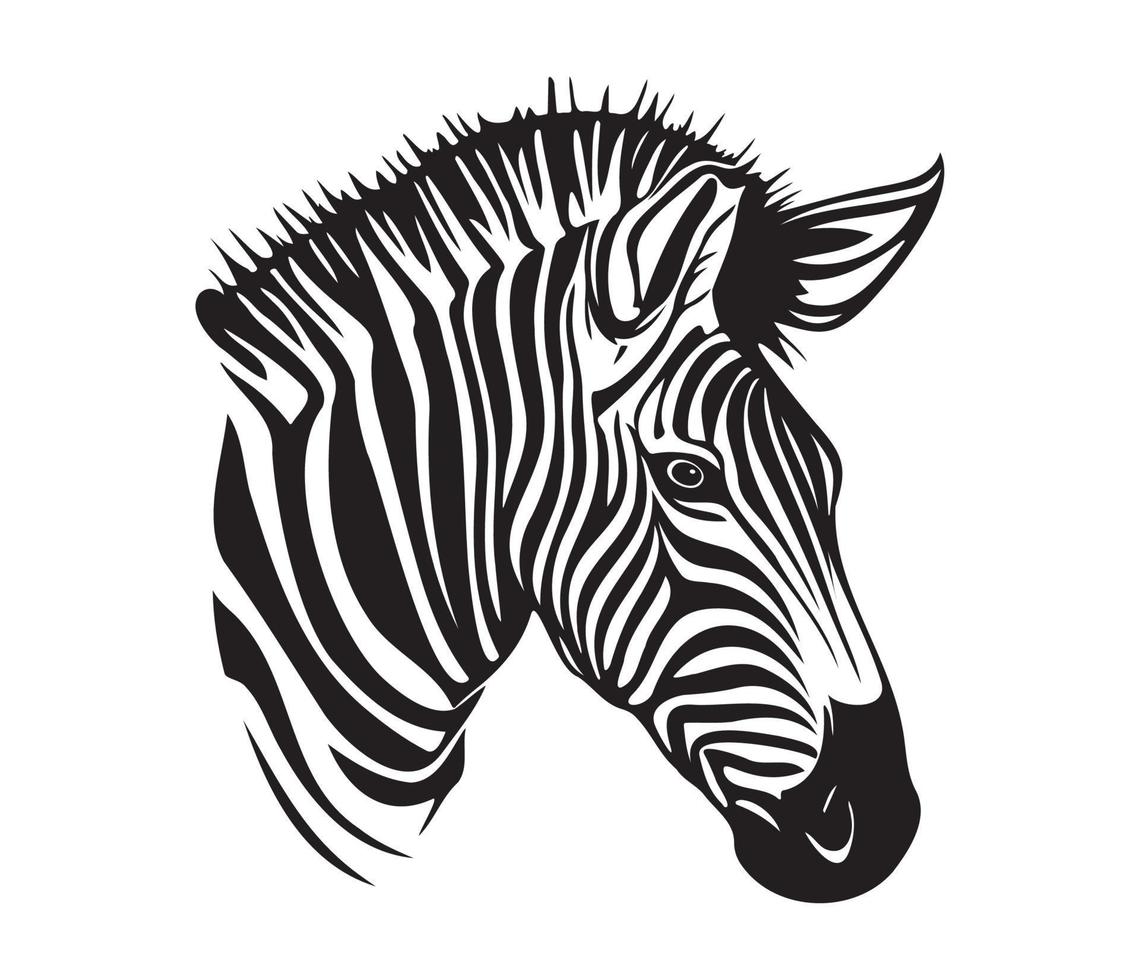 zebra ansikte, silhuetter zebra ansikte, svart och vit zebra vektor