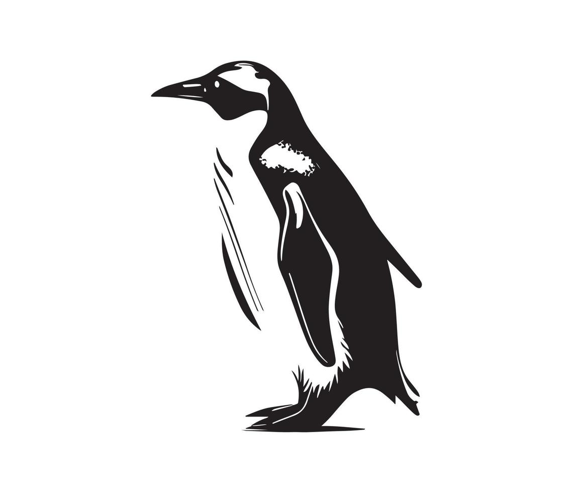 pingvin ansikte, silhuetter pingvin ansikte, svart och vit pingvin vektor