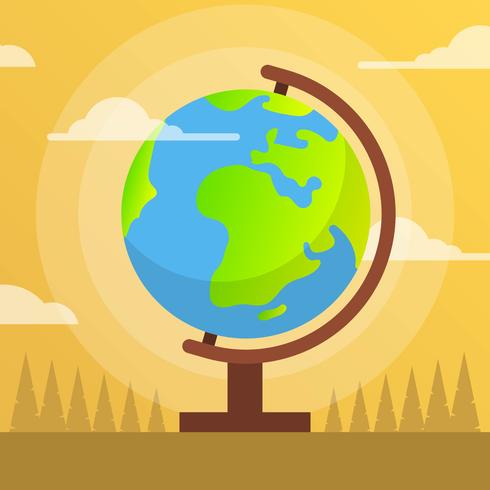 Flat Globe med platt bakgrund Vector Illustration