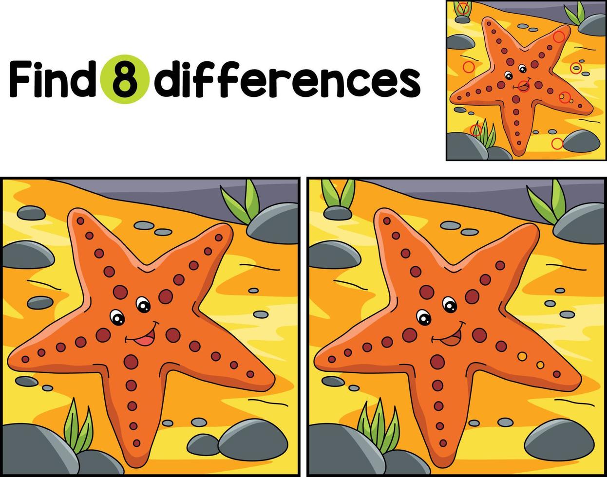 hav stjärna djur- hitta de skillnader vektor