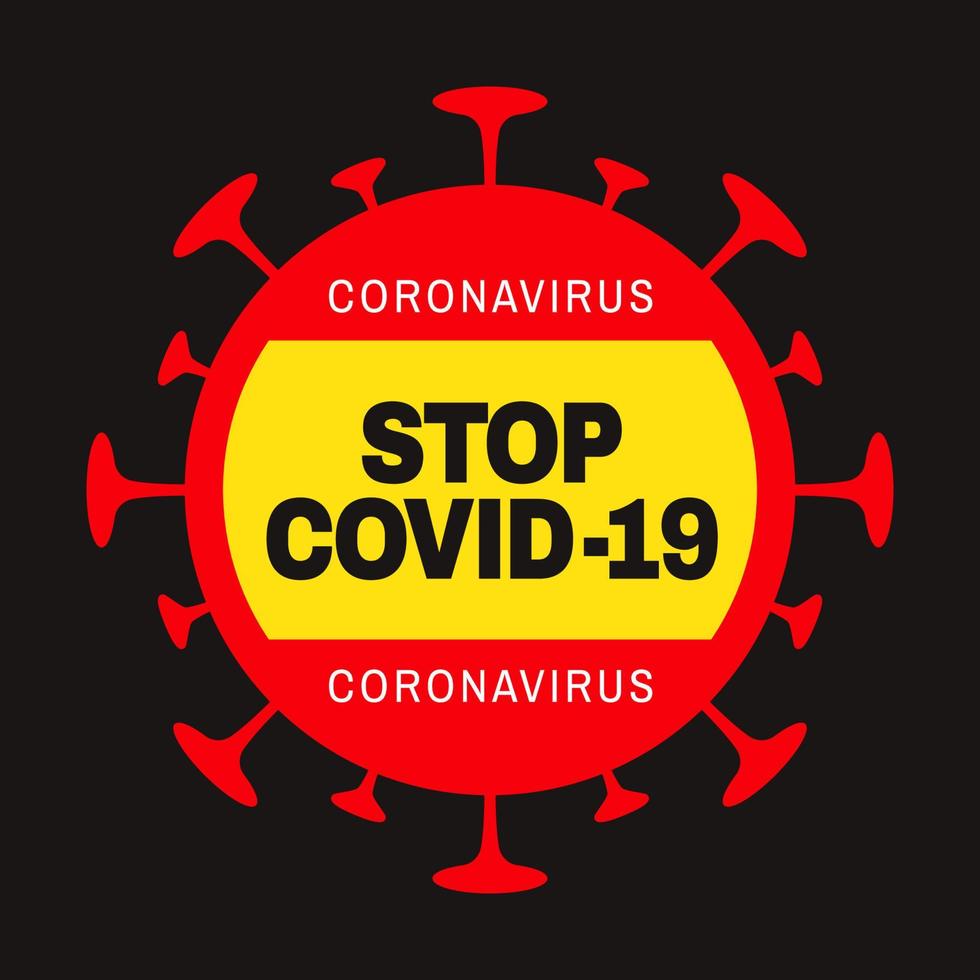 halt covid-19 beachten auf rot und Gelb Virus gestalten Symbol vektor