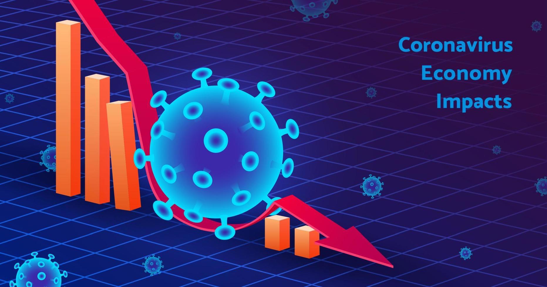 coronavirus ekonomi effekter med jätte virus träffa de stock marknadsföra vektor