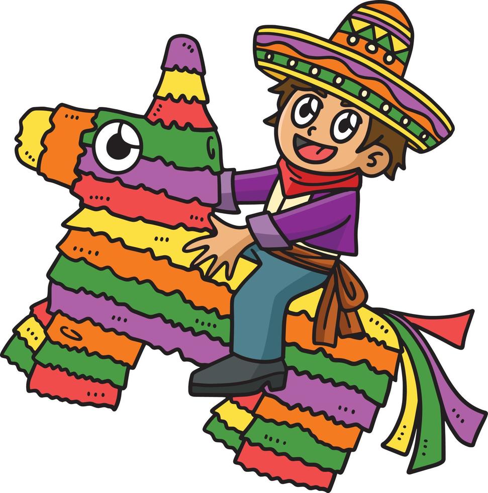 cinco de mayo barn ridning pinata tecknad serie ClipArt vektor