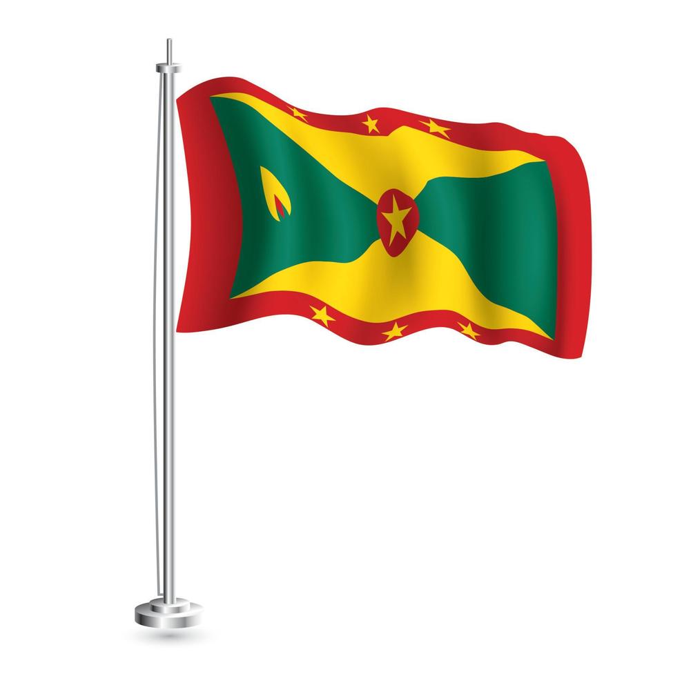 grenadisch Flagge. isoliert realistisch Welle Flagge von Grenada Land auf Fahnenstange. vektor