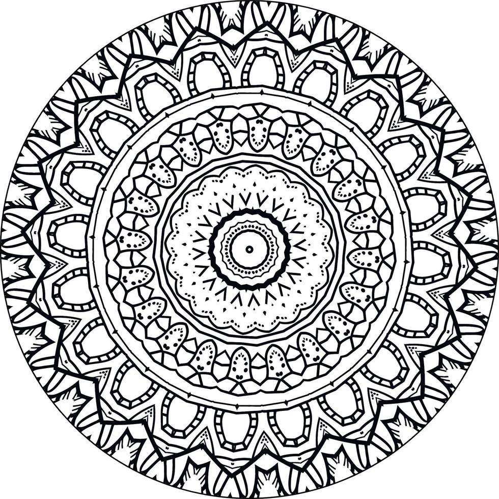 einfach kreisförmig Muster im bilden von Mandala zum Henna, mehndi, Tätowierung, Dekoration. dekorativ Ornament im ethnisch orientalisch Stil. Färbung Buch Buchseite. Kreis Vektor Clip Art Blumen- Blume orientalisch Muster