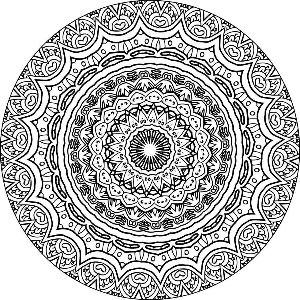 dekorativ Mandala mit Marine Elemente und Wellen auf Weiß isoliert Hintergrund. zum Färbung Buch Seiten. vektor